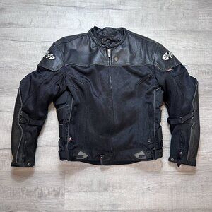 Joe Rocket Mens Padded Motorcycle Riding Jacket Mesh Leather Large w/ Liner
